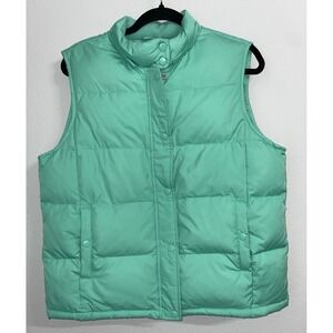 Vtg GAP Vest Womens Sz Large Tesl Down Puffer Y2K Full Zip Pockets—Missing‎ Hood
